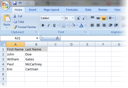 Passing parameters from Excel file
