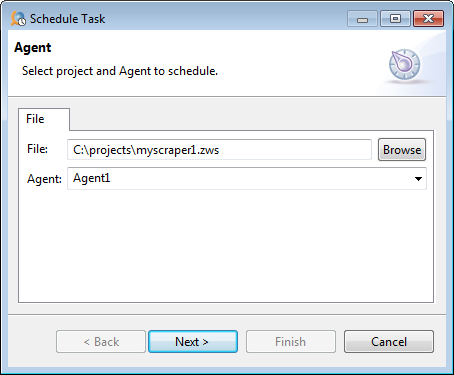Select project and agent